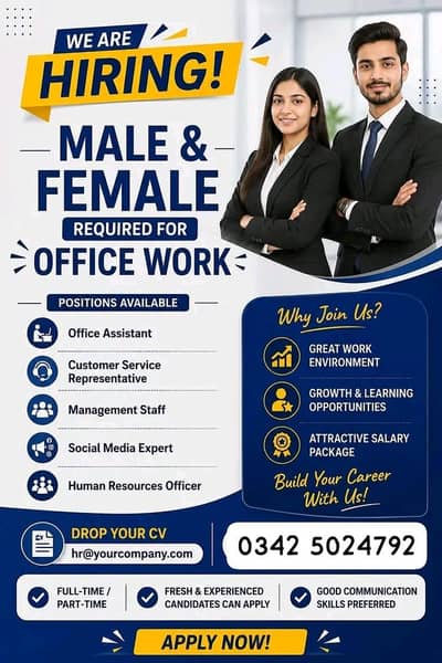 urgent staff required office work location Rawalpindi