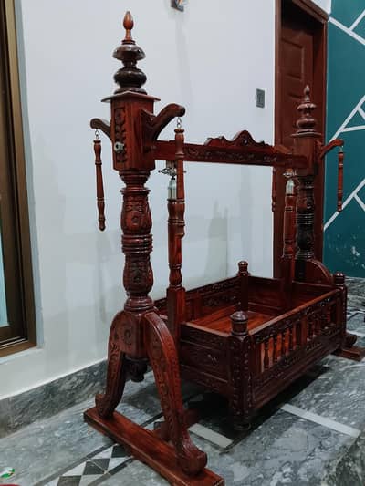 Premium Hand-Carved Wooden Baby Jhoola / Cradle
