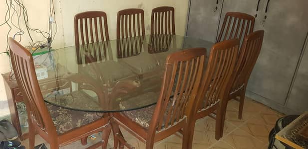 Glass Dinning Table with 8 chairs