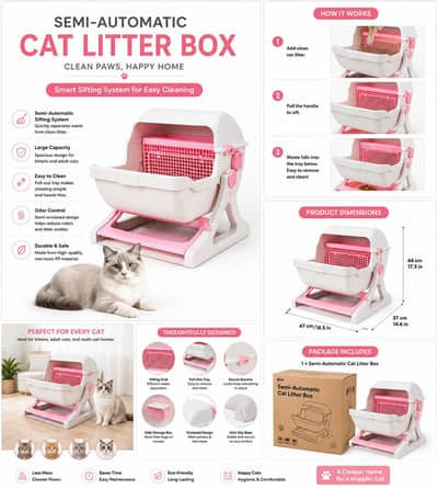 Cat Litter Box – Large Enclosed Cat Toilet with Pull-Out Waste Tray