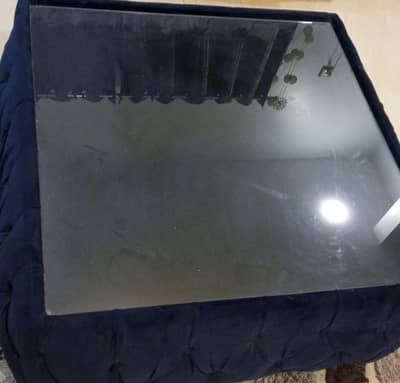 velvet center table same colour puffy set