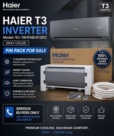 Haier T3 DC Inverter AC (Pin Pack)   Model: SU-19HFAB/013DC