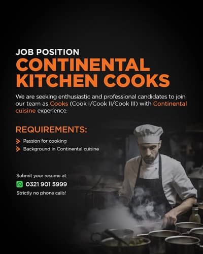 CONTINENTAL COOK JOBS AVAILABLE