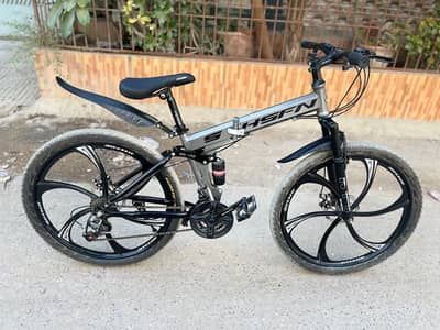 SHSFN Folding Mountain Bike | 21 Speed | Dual Suspension | Disc Brakes
