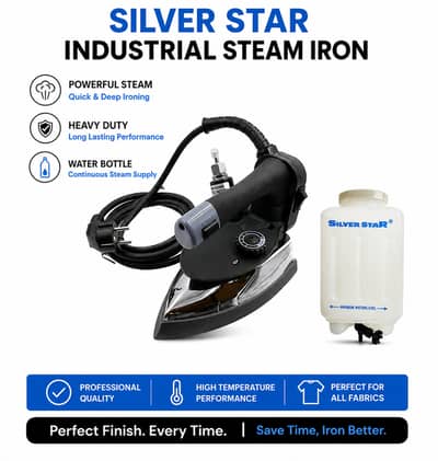 Silver Star Industrial Steam Iron Heavy Duty With Water Bottle)