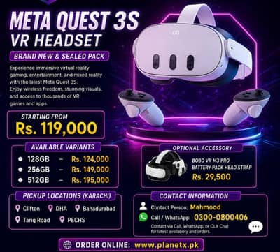 NEW Meta Quest 3s - 128 / 258 GB MetaQuest 3 VR Game - 512 GB - Oculus