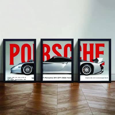 8x11 Inch Porsche Car Photo Wall Art Set