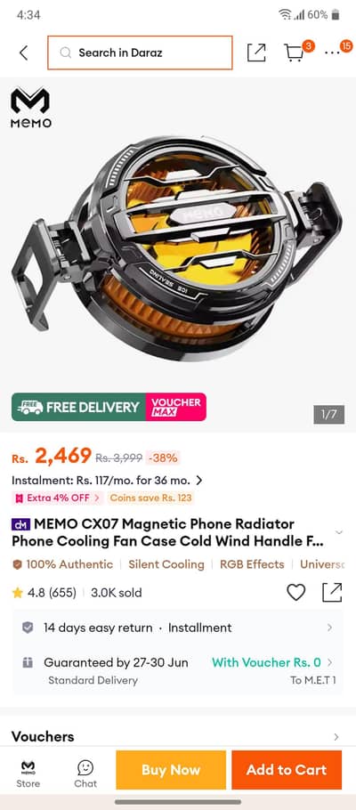 Memo CX 07 magnetic Colling fan
