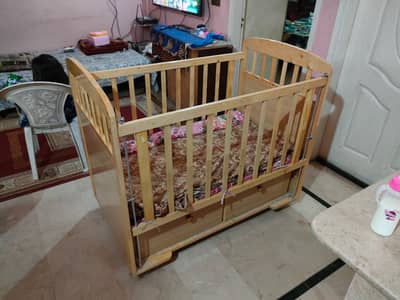 Premium Wooden Baby Cot / Jhoola with Storage Drawer & Mattress