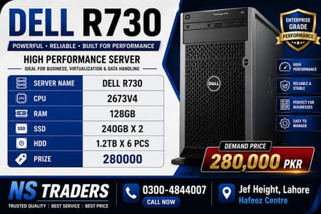 Dell R730 Server | 128GB RAM | 2×240GB SSD | 6×1.2TB HDD | Ready