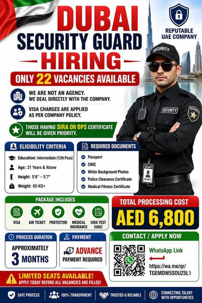 Security guard for Transguard group LLC Dubai based