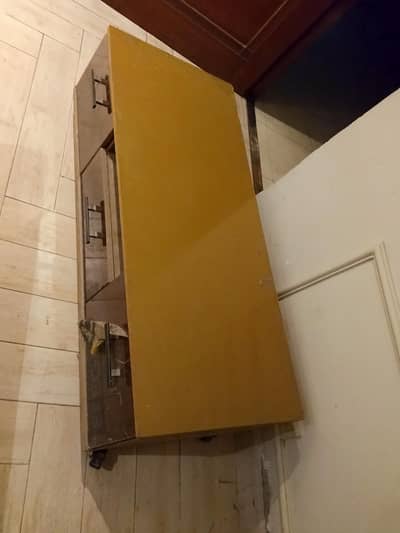 Tv table with storage shelves