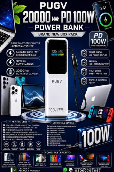 20000 Mah 100W Original Power Bank MacBook Laptop Dell HP Lenovo Tab