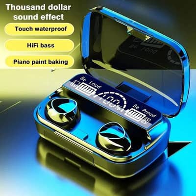 M10 TWS WIRELESS EARBUDS BLUE GOLD for order dm us