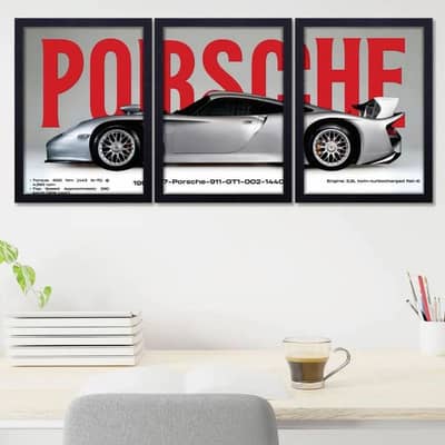 8x11 prosche car photo wall Art set