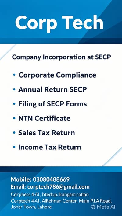 CorpTech Corporate Services | SECP, NTN, Tax & Business Registration
