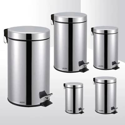 3L / 5L / 8L / 12L / 20L / 30Liter Stainless Steel Plain Pedal Dustbin