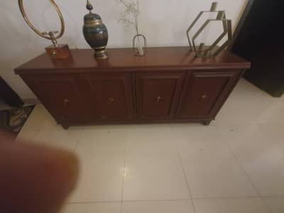 wooden console with 4 door storage