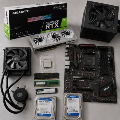 Gaming PC Components Set - RTX 3060 Ti White, Ryzen 5, X470