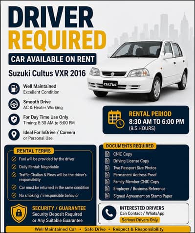 Driver Required for Indrive or Yango