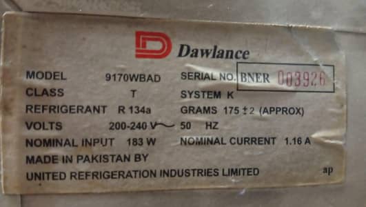 Dawlance 12cft 9170 WB