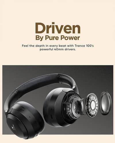 Trance 100 ANC Wireless Headphone Black Colour (Audionic)