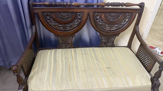4 seater Chinyoti Antique Solid Wood Armchair / Carved Wooden Chair
