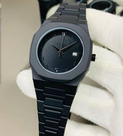 Full BLACK AURA Quartz Watch – Lightweight Design, , Premium Quality &