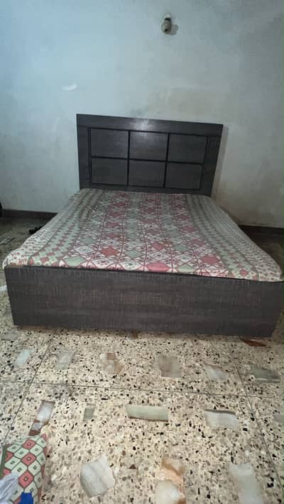 Bed with mattress  and wardrobe