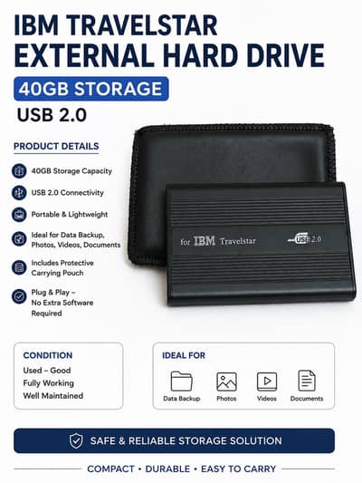 IBM TRAVELSTAR 40FB EXTERNAL HARD DRIVE -USB 2.0