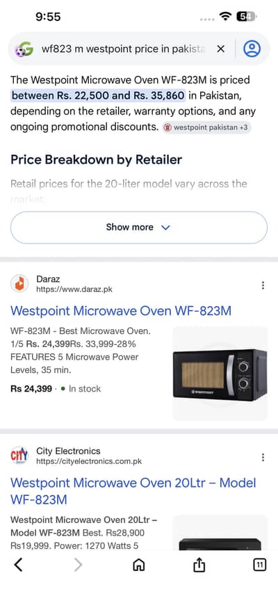 West Point micro oven 20 liter