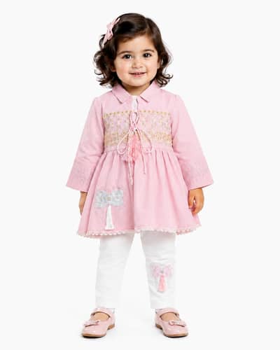 Baby Girl Festive Ethnic Co-ord – Pastel Embroidered