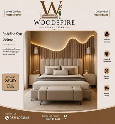 Modern upholstered Bed set. 