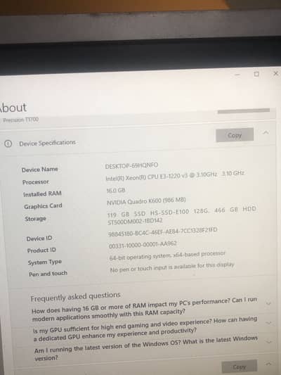 Dell Precision T1700 Core i7 4th Generation
