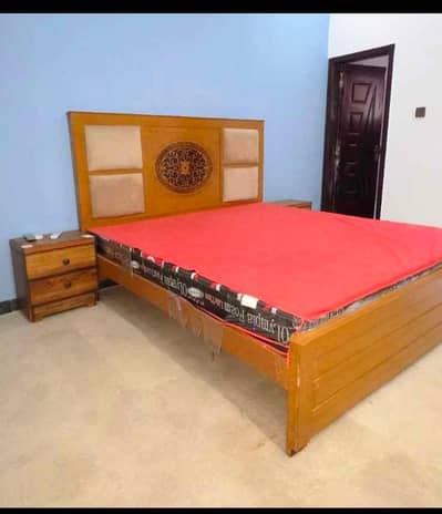 BKing Size BED with side tables and Brand New Mattresses