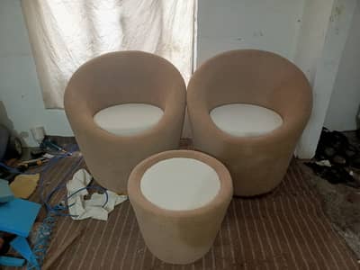 Modern Accent Chair Set with Center Table – 2 Chairs + 1 Table