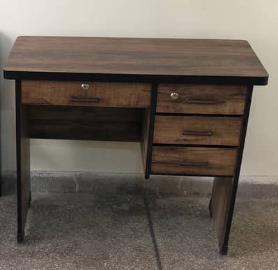 Solid Wooden Study/Office Table with Drawers – 3 x 1.5 ft | Excellent