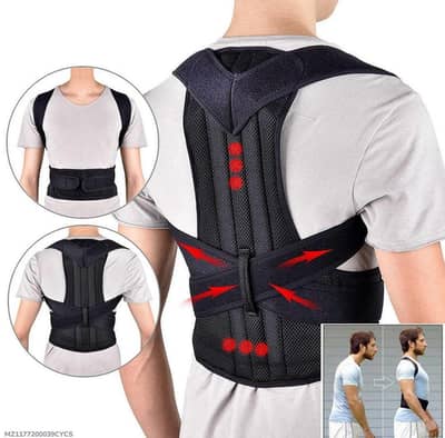 Black mesh posture corrector belt for man woman