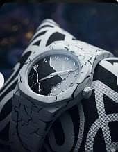 Men's Carbon Fiber Marble Watch Black White