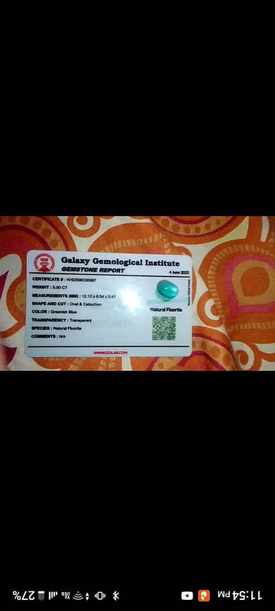 natural frozi florite transparent with certificate