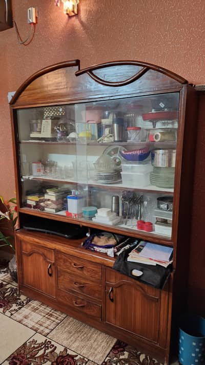 Wooden Crockery Showcase / Sideboard Cabinet - 9/10 Condition
