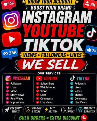 Facebook Tik Tok Instagram YouTube likes follower subscriber and views