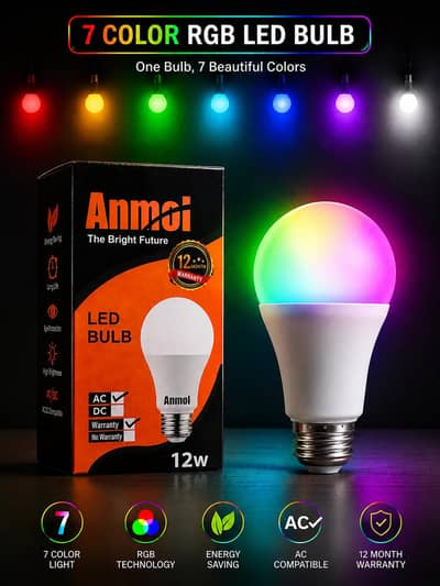 12W RGB 7 Color LED Bulb | Wholesale