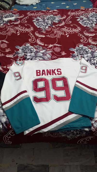 This is a vintage Mighty Ducks of Anaheim white jersey