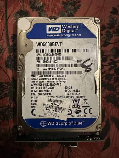 WD Scorpio Blue 500GB Laptop Hard Drive SATA + HDD Case