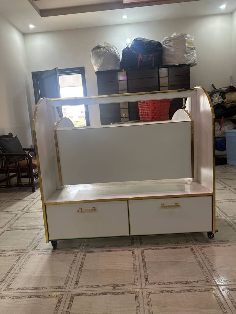 کسٹم میڈ ووڈن بیبی کریب / جھولا + اسٹوریج دراز + بیڈ 1