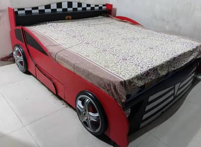 Car shape double bed with 2 drawers and head lits