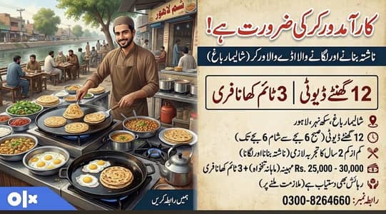 Restaurant jobe for nashta
