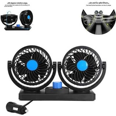 Rotatable Dual Speed Car Electric Fan - Car Double Fan for Dashboard