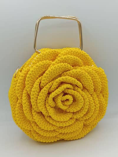 Crochet 3D Rose Bag